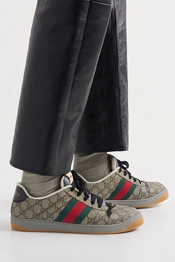 Кожаные кроссовки Gucci GG Screener - Grey   