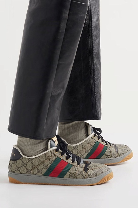 Кожаные кроссовки Gucci GG Screener - Grey