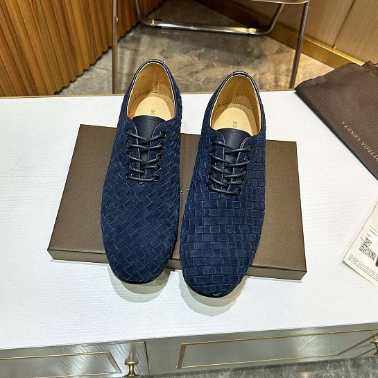 Мужские замшевые ботинки Bottega Veneta Intrecciato - Navy