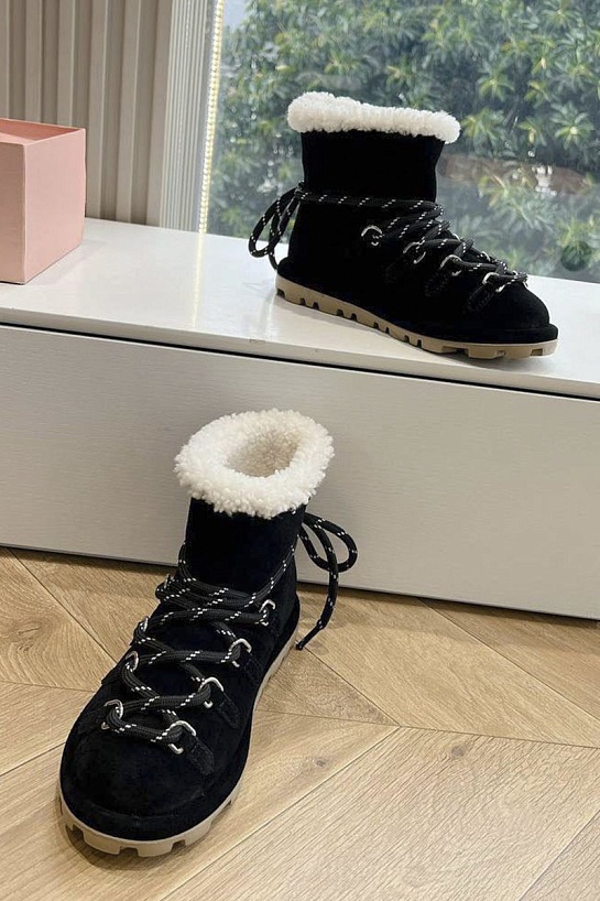 Женские замшевые угги с мехом MIU MIU Premium