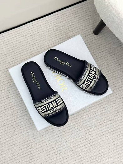 Женские шлёпанцы на платформе Dior Premium - Navy   