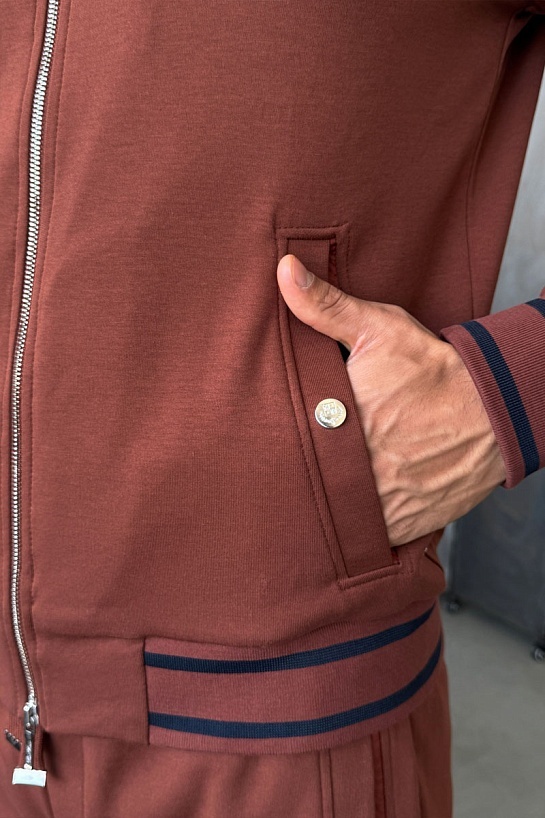 Мужская кофта на молнии Loro Piana monogram - Brown