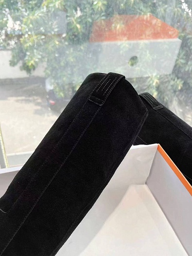 Женские замшевые сапоги Hermes Premium - Black