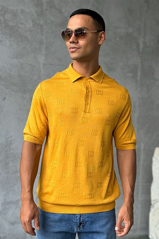 Мужское поло Dolce & Gabbana monogram all-over - Yellow