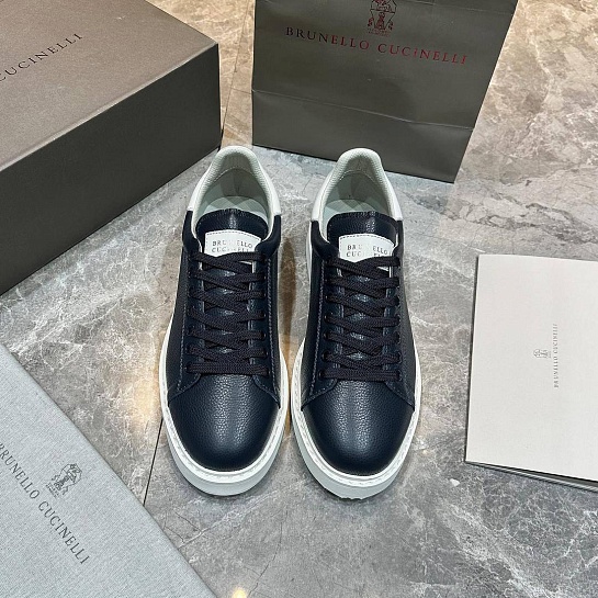 Мужские кроссовки Brunello Cucinelli grain leather - Navy