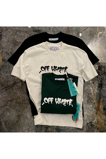 Бежевая оверсайз футболка Off-White logo-print   