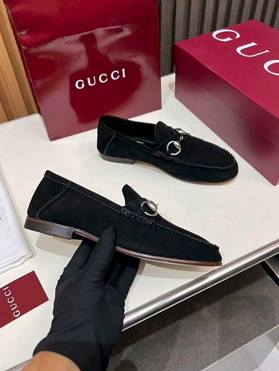 Женские замшевые лоферы Gucci GG premium   