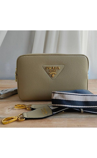 Кожаная сумка Prada Logo Shoulder 23x14 см- Beige   