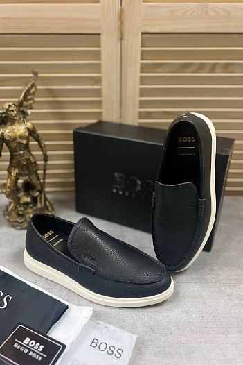 Кожаные лоферы Hugo Boss чёрного цвета   