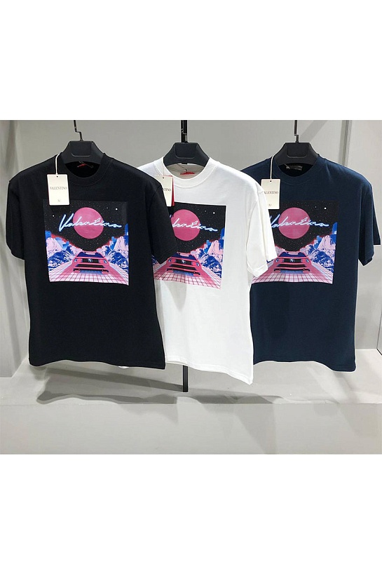 Мужская тёмно-синяя футболка Valentino graphic-print