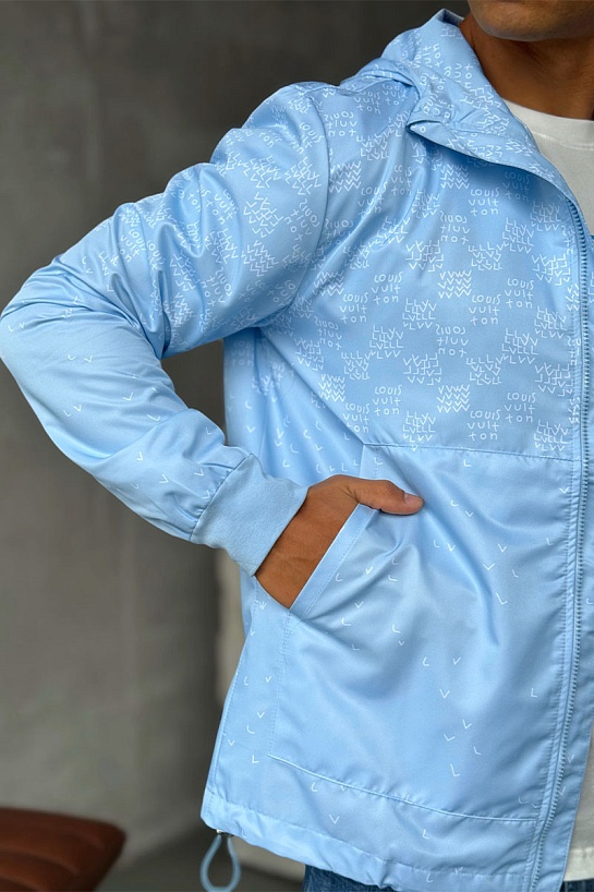 Ветровка голубого цвета Louis Vuitton Damier Spread Windbreaker