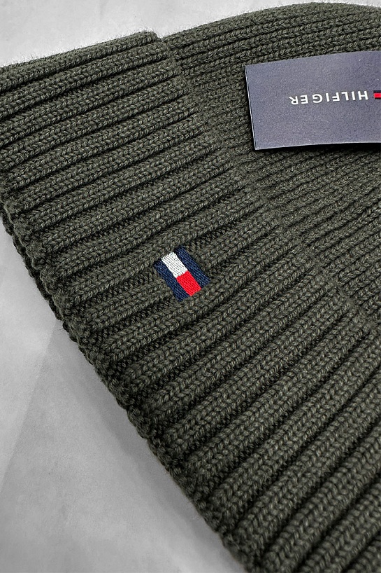 Шапка цвета хаки Tommy Hilfiger essential flag