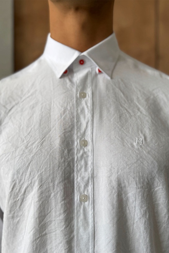 Мужская рубашка Hermes H embroidered - White