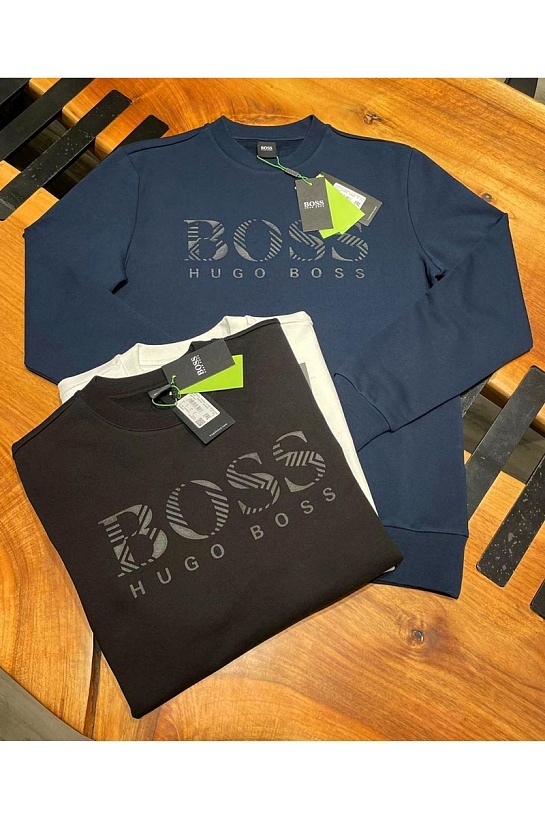 Тёмно-синий мужской свитшот Hugo Boss logo-print