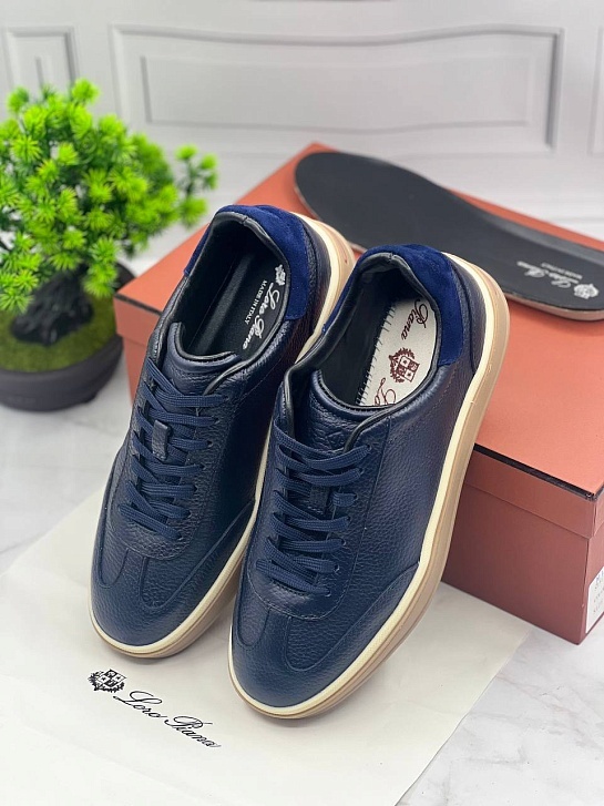 Кожаные кроссовки Loro Piana Tennis Walk - Navy