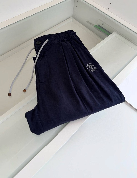 Льняные штаны Brunello Cucinelli Premium - Navy