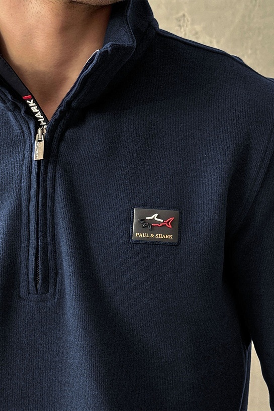 Кофта с высоким горлом Paul & Shark logo-patch - Navy