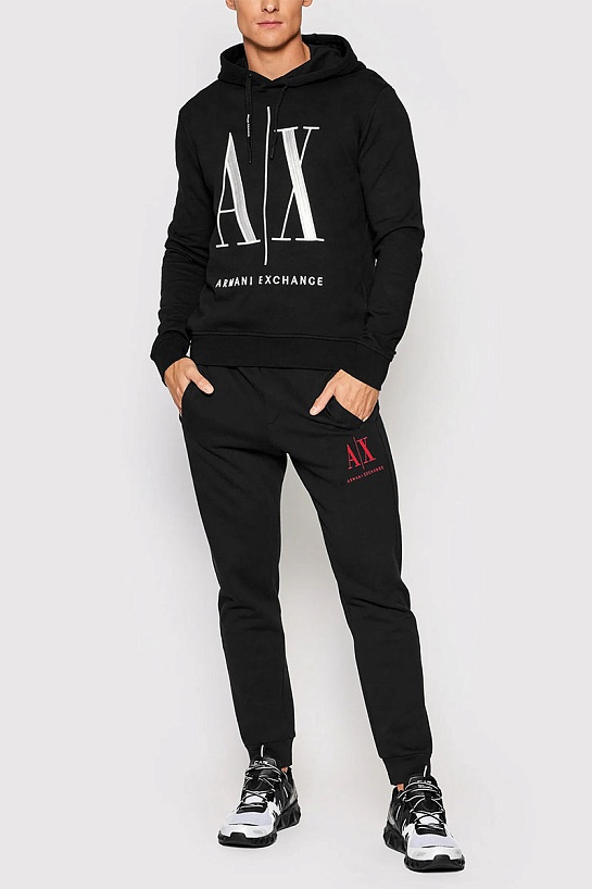 Чёрные спортивные штаны Armani Exchange red embroidery
