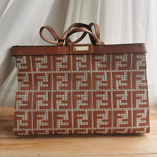 Женская сумка Fendi X-Tote shopper FF embroidery 41x28 см (2 расцветки)
