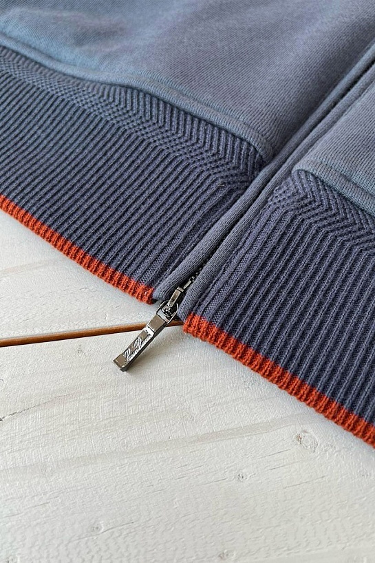 Кофта на молнии Loro Piana Premium signature logo - Denim Blue