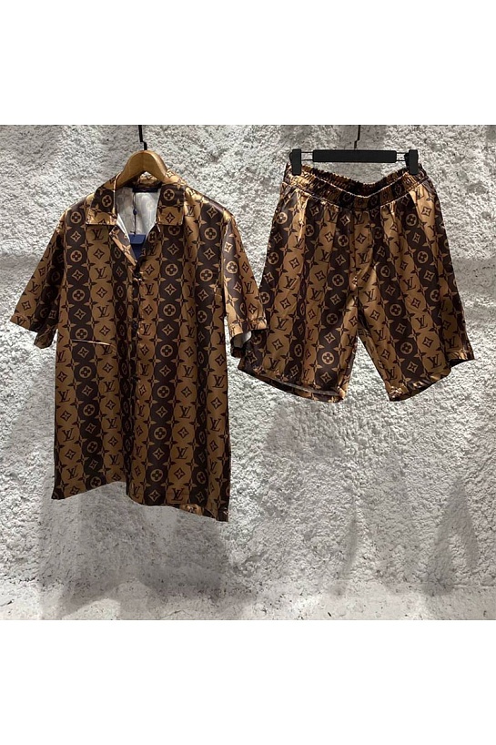 Брендовые мужские шорты Louis Vuitton Monogram all-over - Brown