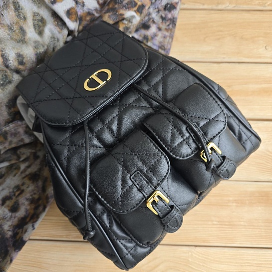 Кожаный рюкзак Dior Caro 26x25 см - Black