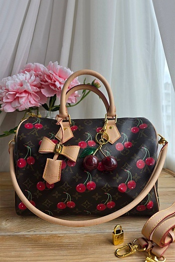 Кожаная сумка Louis Vuitton x Takashi Murakami Cherry Speedy 30x22 см   
