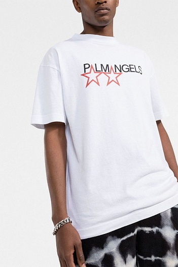 Белая оверсайз футболка Palm Angels Racing Stars   