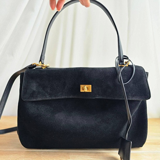 Замшевая сумка Balenciaga Rodeo 28x20 см - Black