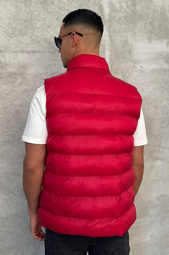 Мужской красный жилет Moncler logo-patch