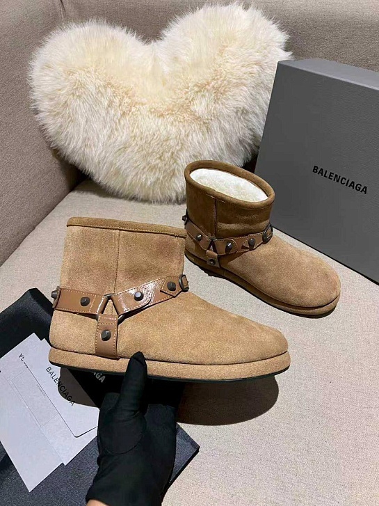 Женские ботинки с мехом Balenciaga Alaska premium - Beige