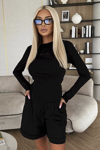 Женский базовый лонгслив Loro Piana Premium - Black   