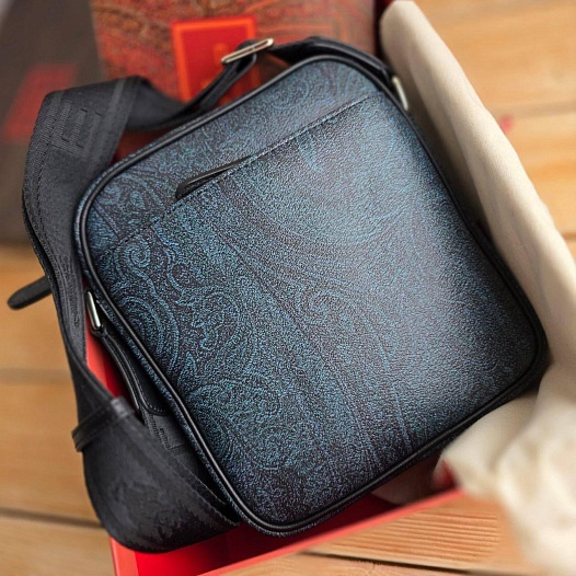 Кожаная сумка Etro с узором пейсли 18x20 см   