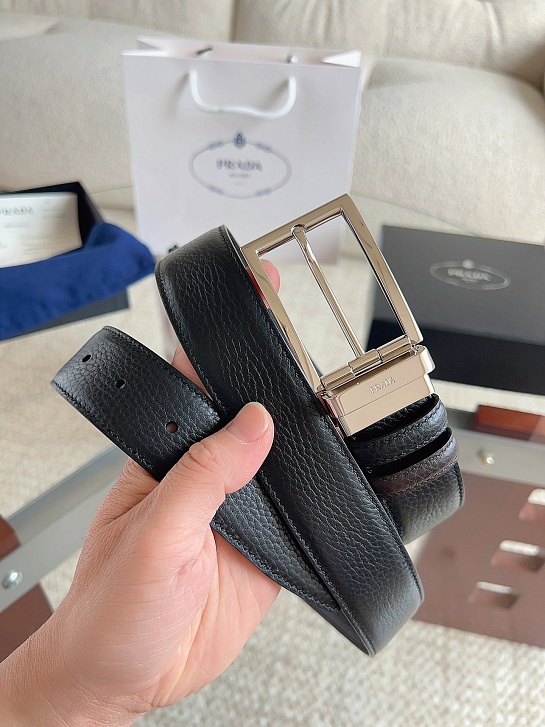 Двусторонний кожаный ремень Prada premium