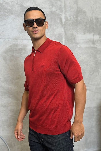 Мужское поло Stefano Ricci Eagle zip-neck - Red   