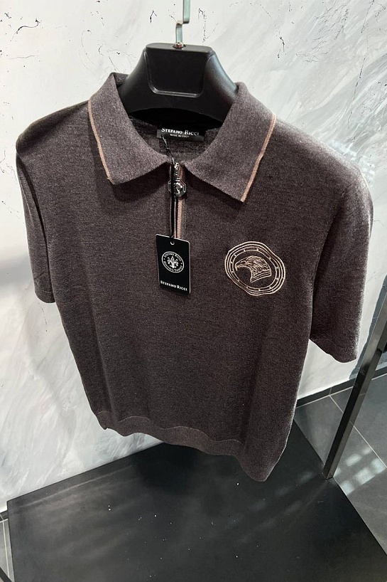 Мужское поло Stefano Ricci Eagle zip-neck - Brown
