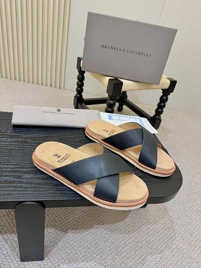 Кожаные шлёпанцы Brunello Cucinelli Crossover   