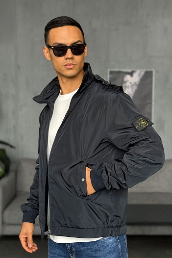 Ветровка тёмно-синего цвета Stone Island Compass-patch   