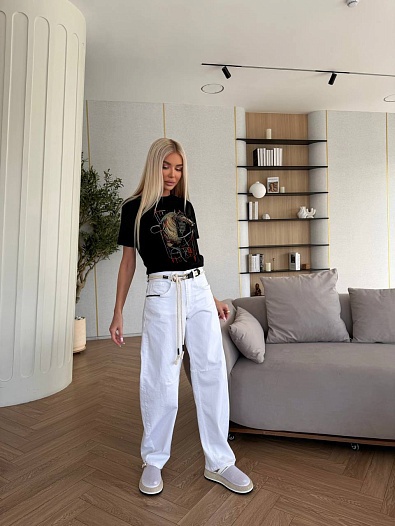 Женские джинсы белого цвета MIU MIU premium   