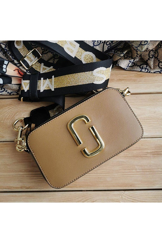 Кожаная сумка Marc Jacobs The Snapshot Cement Multi 19x11 см