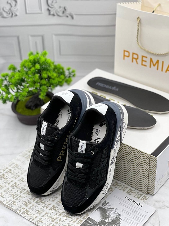 Мужские кроссовки Premiata Moe Run - Black / White