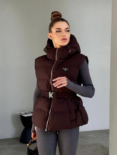 Женский коричневый жилет Prada premium   
