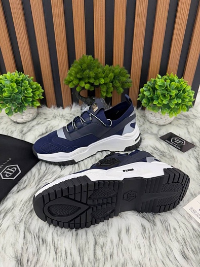 Комбинированные кроссовки Philipp Plein Predator - Navy   
