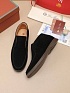 Замшевые лоферы с меховой стелькой Loro Piana Open Walk - Black