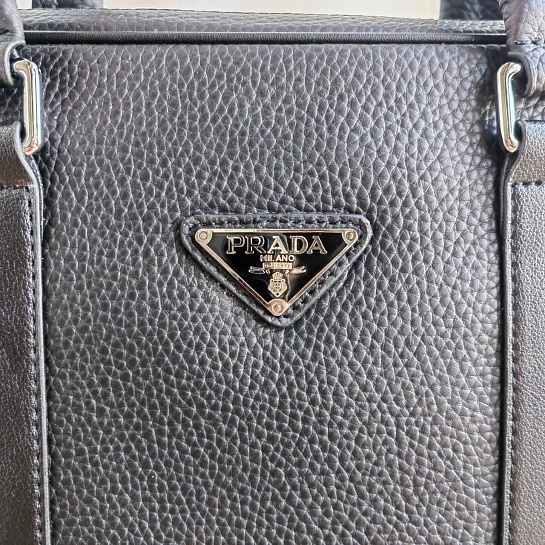 Мужская кожаная сумка Prada 38x28 см - Black