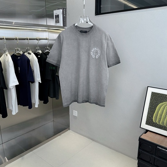 Серая оверсайз футболка Chrome Hearts Premium