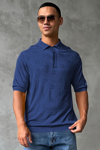 Мужское поло Dolce & Gabbana monogram all-over - Navy   