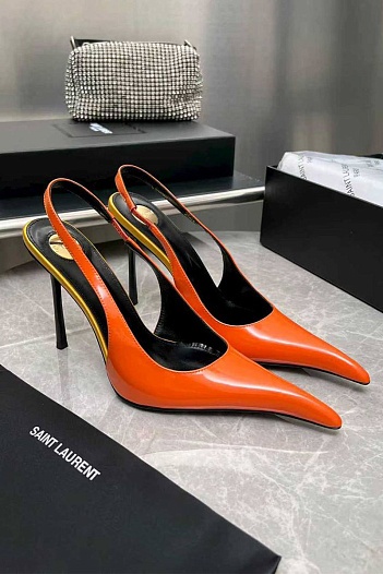 Женские кожаные туфли на каблуке Yves Saint Laurent premium   