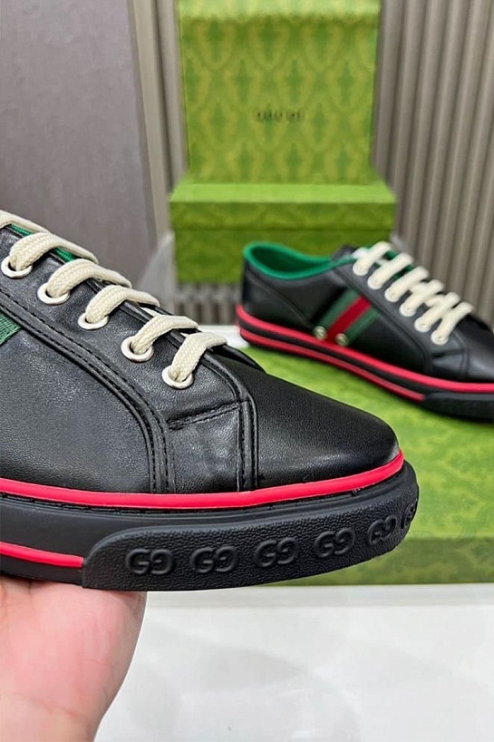 Мужские чёрные кроссовки Gucci GG Monogram