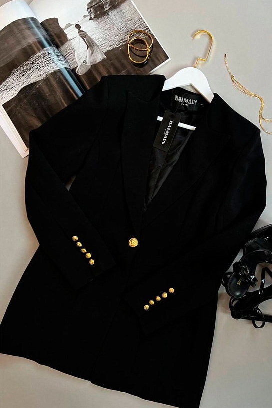 Женское черное платье-пиджак Balmain